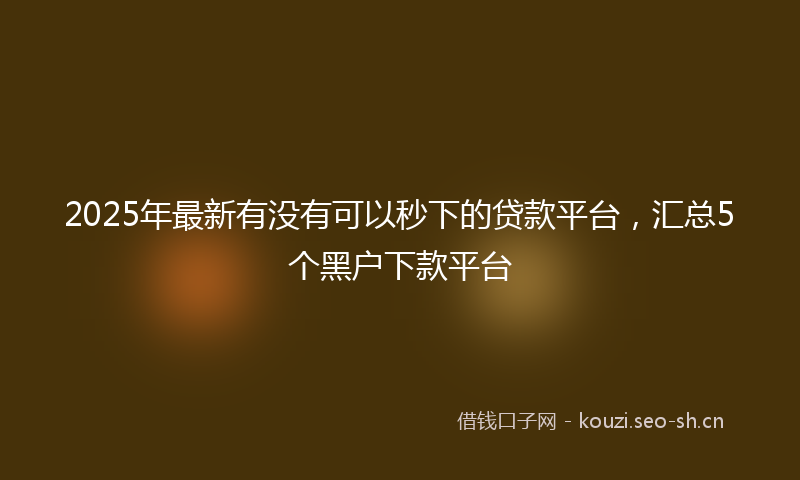 2025年最新有没有可以秒下的贷款平台，汇总5个黑户下款平台