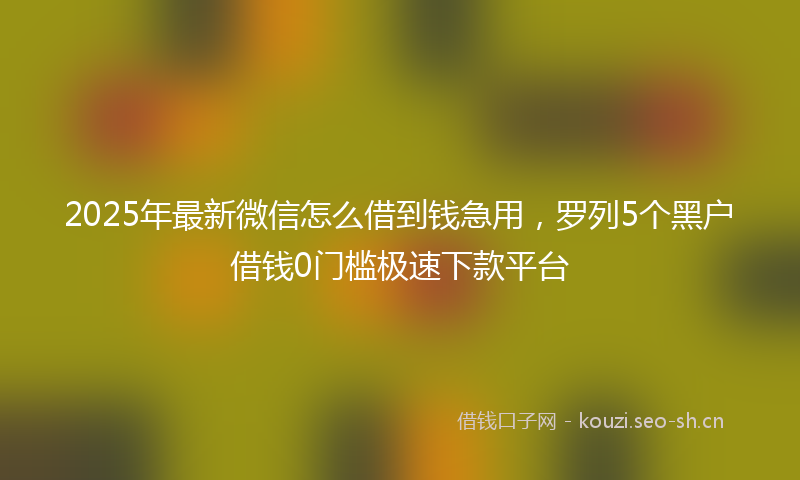 2025年最新微信怎么借到钱急用，罗列5个黑户借钱0门槛极速下款平台