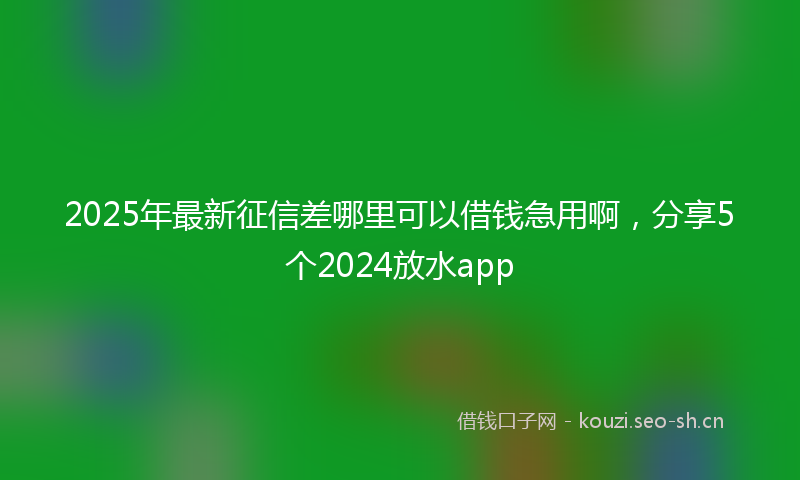 2025年最新征信差哪里可以借钱急用啊，分享5个2024放水app