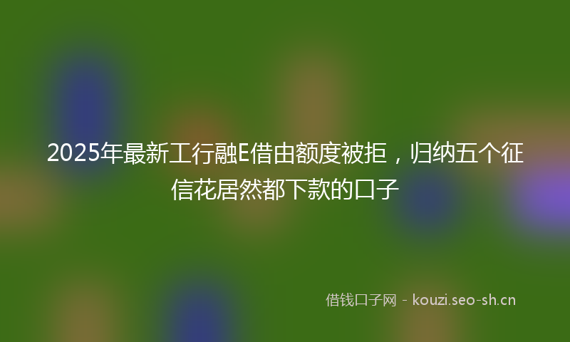 2025年最新工行融E借由额度被拒，归纳五个征信花居然都下款的口子