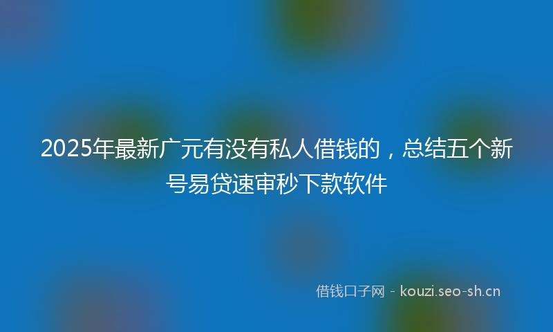 2025年最新广元有没有私人借钱的，总结五个新号易贷速审秒下款软件
