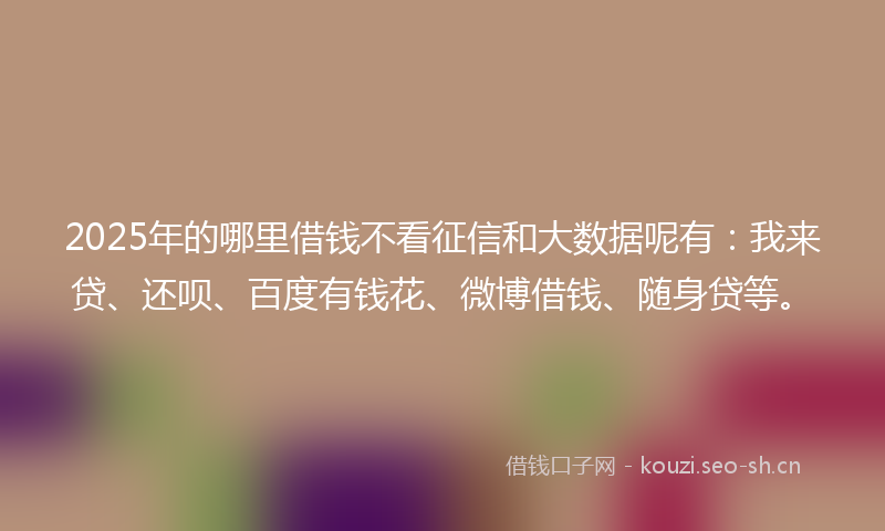 2025年的哪里借钱不看征信和大数据呢有：我来贷、还呗、百度有钱花、微博借钱、随身贷等。