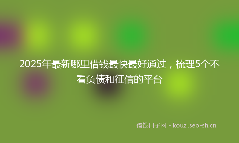 2025年最新哪里借钱最快最好通过，梳理5个不看负债和征信的平台