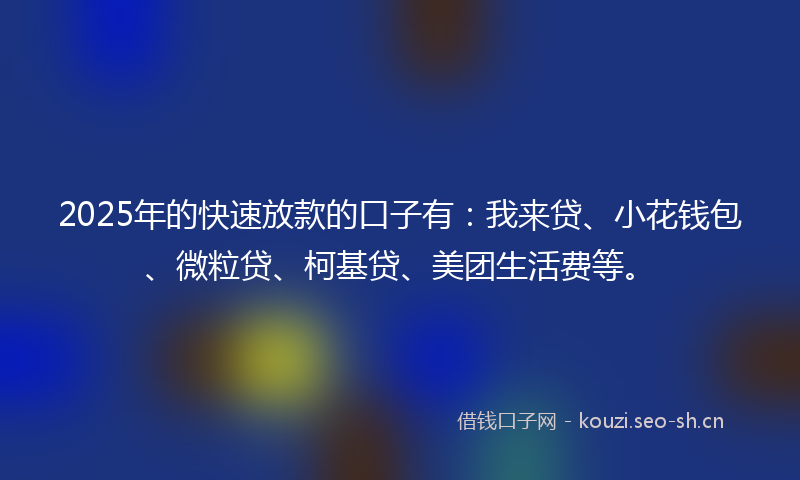 2025年的快速放款的口子有：我来贷、小花钱包、微粒贷、柯基贷、美团生活费等。