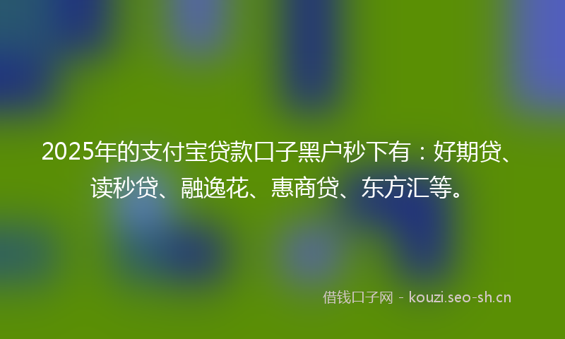 2025年的支付宝贷款口子黑户秒下有：好期贷、读秒贷、融逸花、惠商贷、东方汇等。