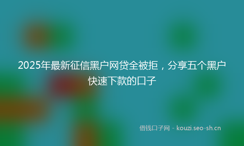 2025年最新征信黑户网贷全被拒，分享五个黑户快速下款的口子