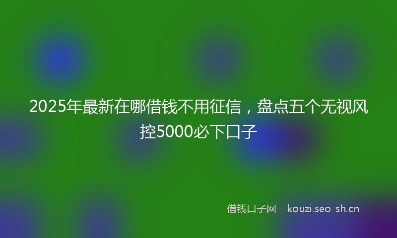 2025年最新在哪借钱不用征信，盘点五个无视风控5000必下口子
