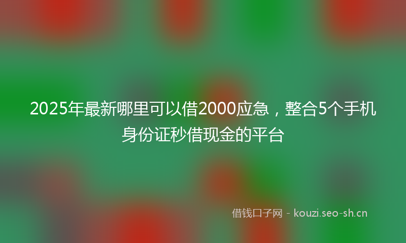 2025年最新哪里可以借2000应急,整合5个手机身份证秒借现金的平台