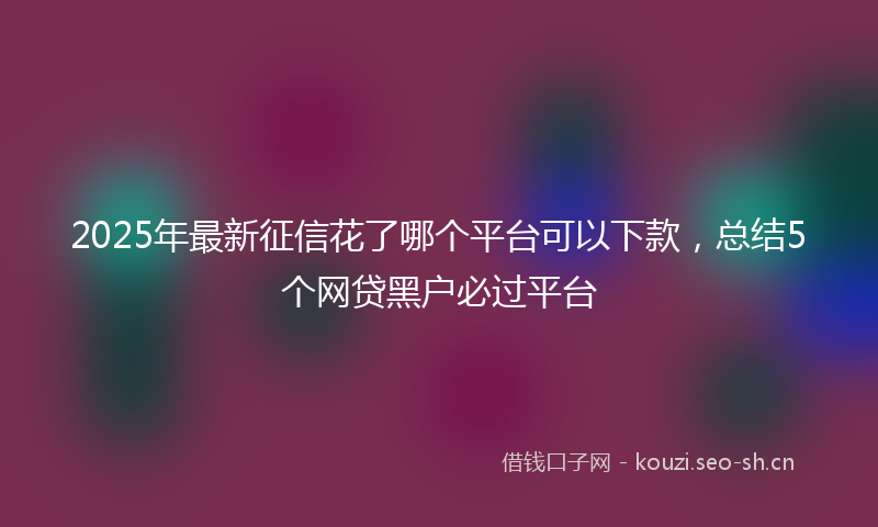 2025年最新征信花了哪个平台可以下款，总结5个网贷黑户必过平台