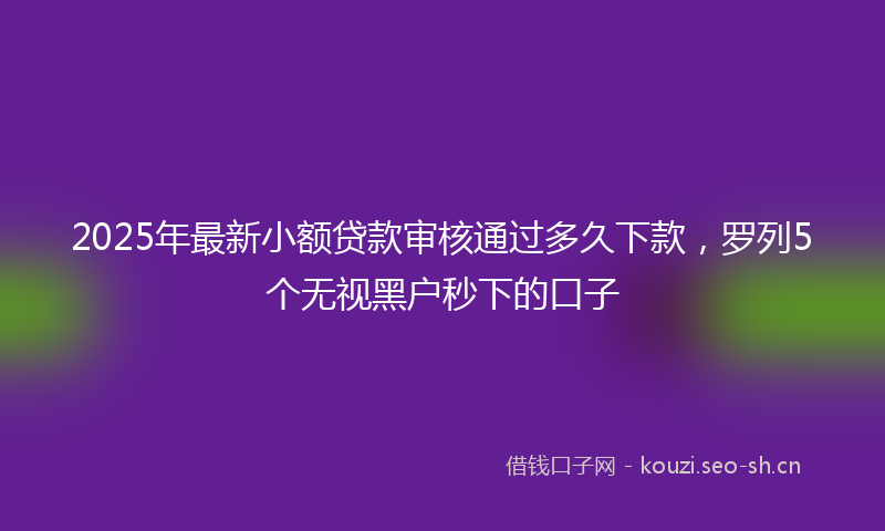 2025年最新小额贷款审核通过多久下款，罗列5个无视黑户秒下的口子