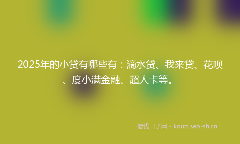 2025年的小贷有哪些有：滴水贷、我来贷、花呗、度小满金融、超人卡等。