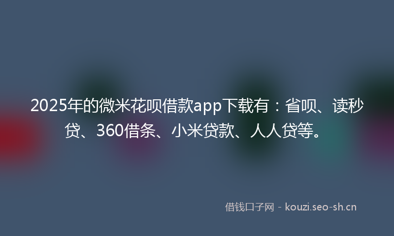 2025年的微米花呗借款app下载有：省呗、读秒贷、360借条、小米贷款、人人贷等。