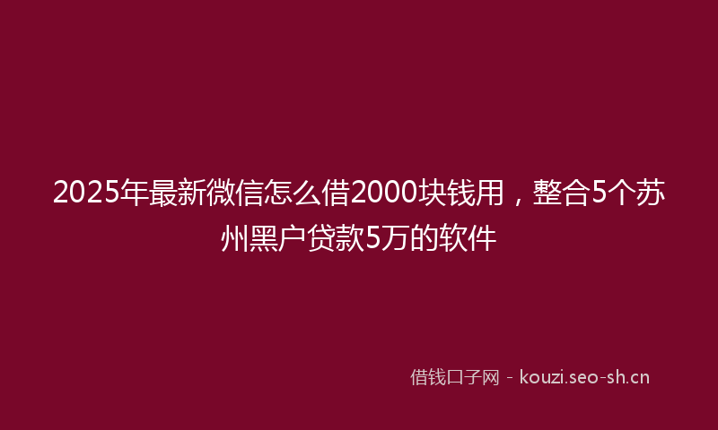 2025年最新微信怎么借2000块钱用，整合5个苏州黑户贷款5万的软件