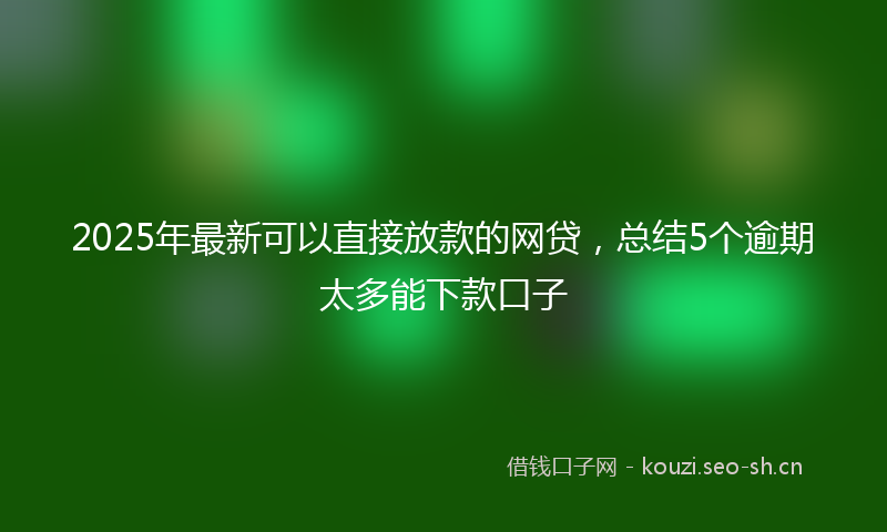 2025年最新可以直接放款的网贷，总结5个逾期太多能下款口子