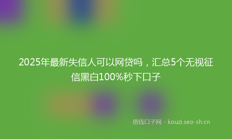 2025年最新失信人可以网贷吗，汇总5个无视征信黑白100%秒下口子