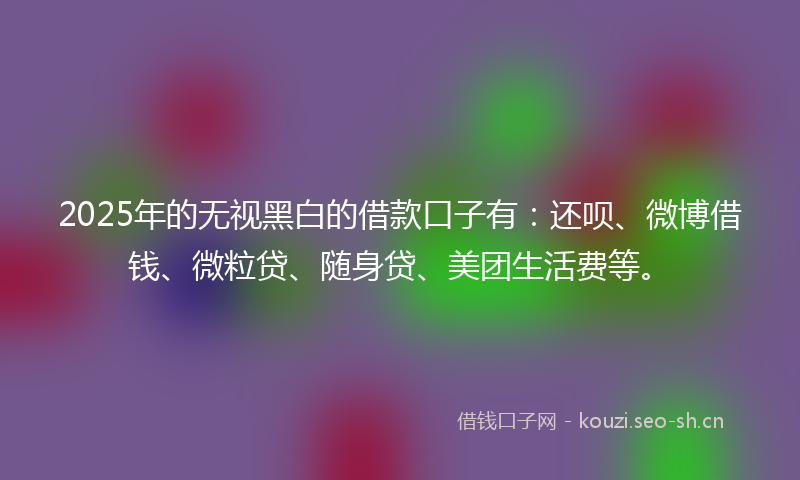 2025年的无视黑白的借款口子有：还呗、微博借钱、微粒贷、随身贷、美团生活费等。