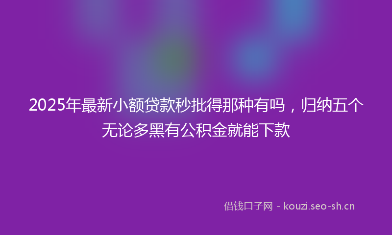 2025年最新小额贷款秒批得那种有吗，归纳五个无论多黑有公积金就能下款