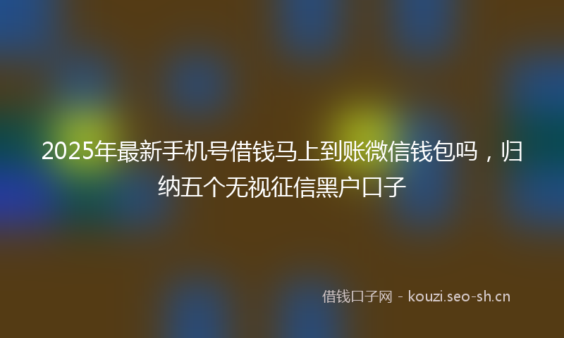 2025年最新手机号借钱马上到账微信钱包吗，归纳五个无视征信黑户口子