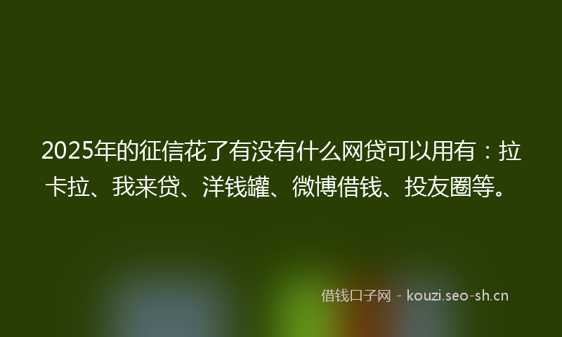 2025年的征信花了有没有什么网贷可以用有：拉卡拉、我来贷、洋钱罐、微博借钱、投友圈等。