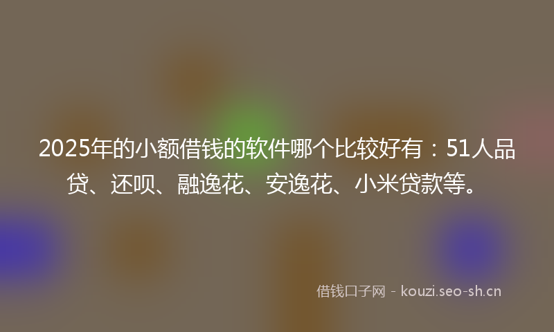 2025年的小额借钱的软件哪个比较好有：51人品贷、还呗、融逸花、安逸花、小米贷款等。