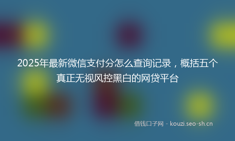 2025年最新微信支付分怎么查询记录，概括五个真正无视风控黑白的网贷平台
