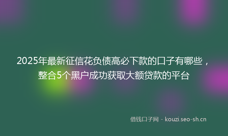 2025年最新征信花负债高必下款的口子有哪些，整合5个黑户成功获取大额贷款的平台