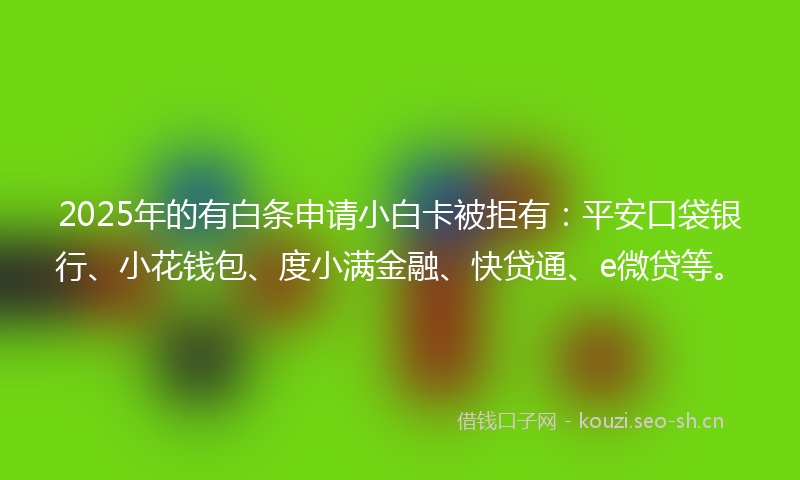 2025年的有白条申请小白卡被拒有：平安口袋银行、小花钱包、度小满金融、快贷通、e微贷等。