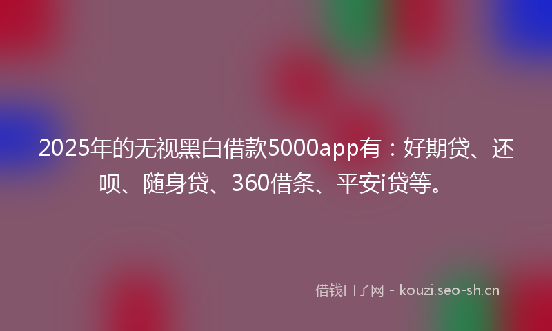 2025年的无视黑白借款5000app有：好期贷、还呗、随身贷、360借条、平安i贷等。