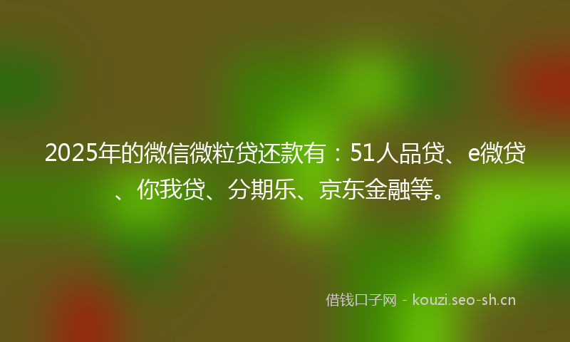 2025年的微信微粒贷还款有：51人品贷、e微贷、你我贷、分期乐、京东金融等。