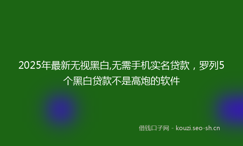 2025年最新无视黑白,无需手机实名贷款，罗列5个黑白贷款不是高炮的软件