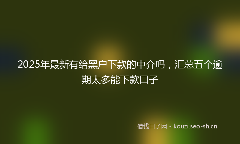 2025年最新有给黑户下款的中介吗，汇总五个逾期太多能下款口子