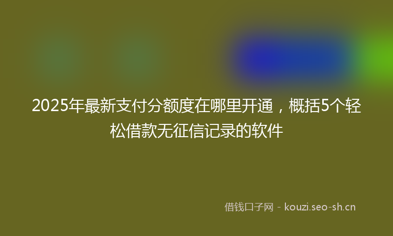 2025年最新支付分额度在哪里开通，概括5个轻松借款无征信记录的软件