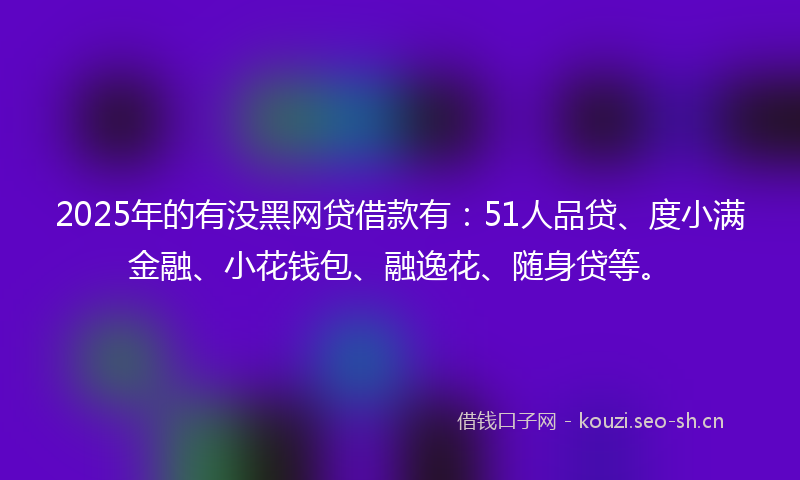 2025年的有没黑网贷借款有：51人品贷、度小满金融、小花钱包、融逸花、随身贷等。