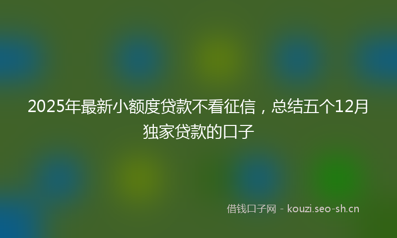 2025年最新小额度贷款不看征信，总结五个12月独家贷款的口子