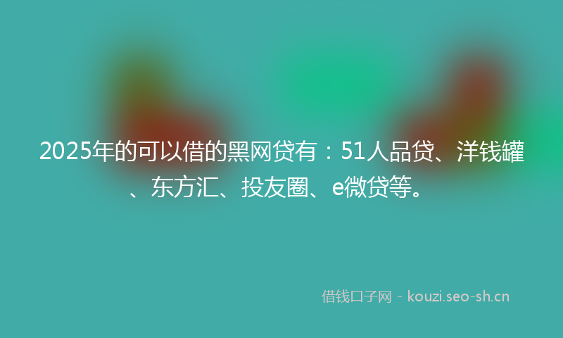2025年的可以借的黑网贷有：51人品贷、洋钱罐、东方汇、投友圈、e微贷等。