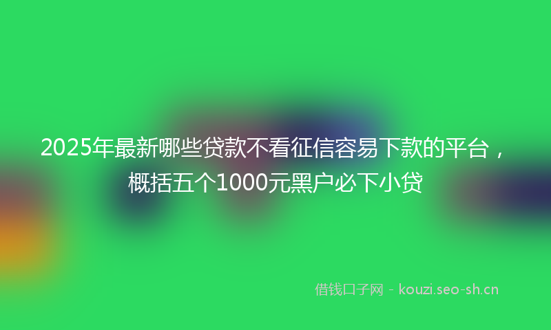2025年最新哪些贷款不看征信容易下款的平台，概括五个1000元黑户必下小贷