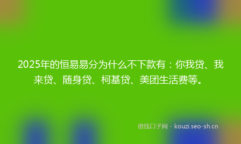 2025年的恒易易分为什么不下款有：你我贷、我来贷、随身贷、柯基贷、美团生活费等。