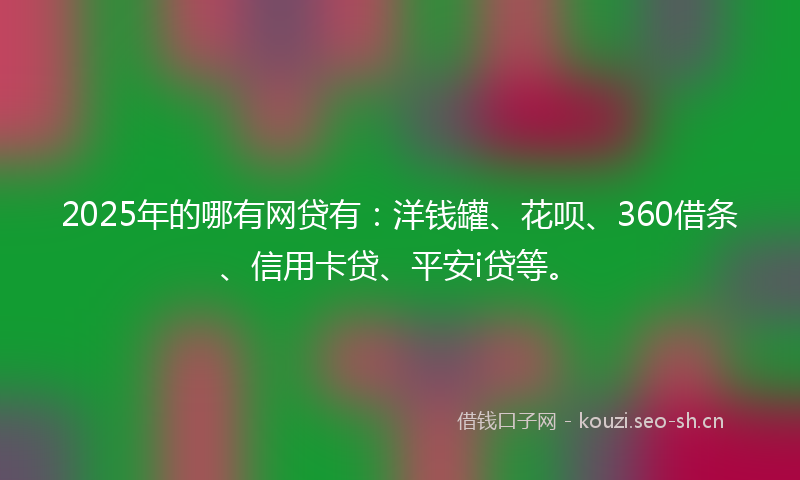2025年的哪有网贷有：洋钱罐、花呗、360借条、信用卡贷、平安i贷等。