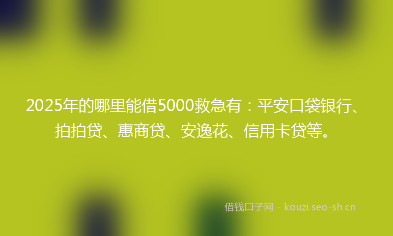 2025年的哪里能借5000救急有：平安口袋银行、拍拍贷、惠商贷、安逸花、信用卡贷等。