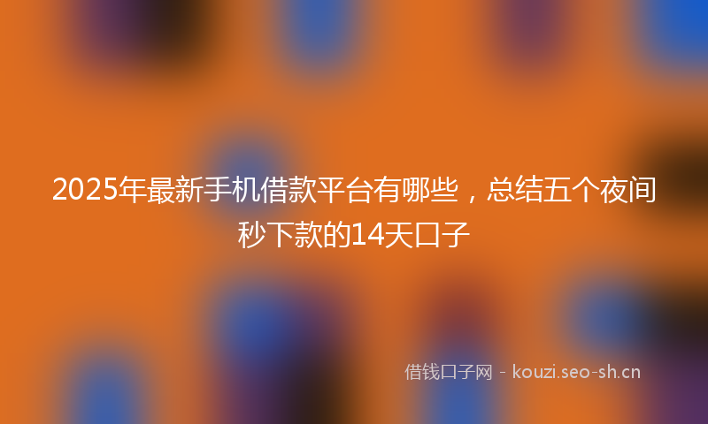 2025年最新手机借款平台有哪些，总结五个夜间秒下款的14天口子