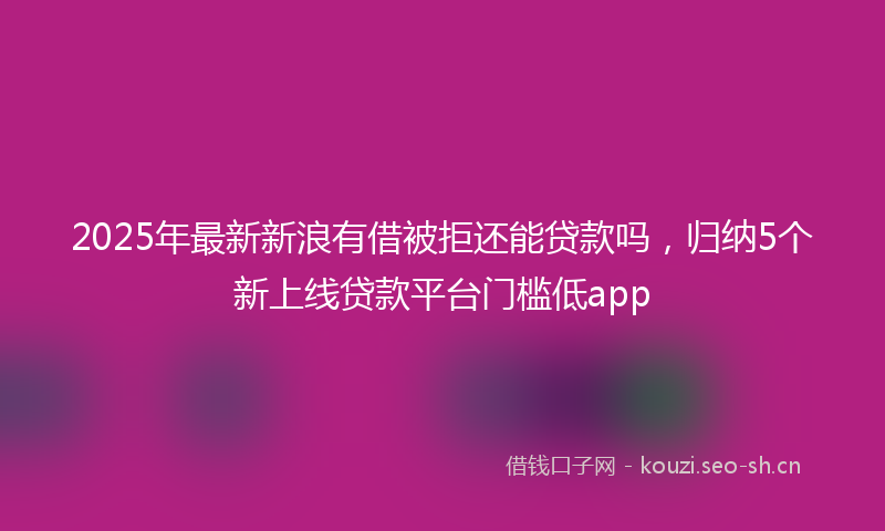 2025年最新新浪有借被拒还能贷款吗，归纳5个新上线贷款平台门槛低app