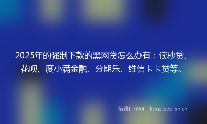 2025年的强制下款的黑网贷怎么办有：读秒贷、花呗、度小满金融、分期乐、维信卡卡贷等。