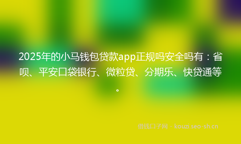 2025年的小马钱包贷款app正规吗安全吗有：省呗、平安口袋银行、微粒贷、分期乐、快贷通等。