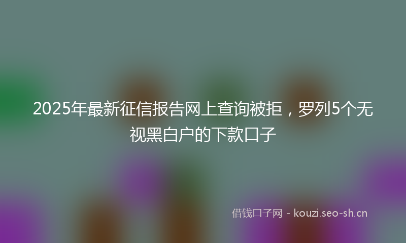 2025年最新征信报告网上查询被拒，罗列5个无视黑白户的下款口子