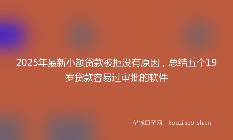 2025年最新小额贷款被拒没有原因，总结五个19岁贷款容易过审批的软件