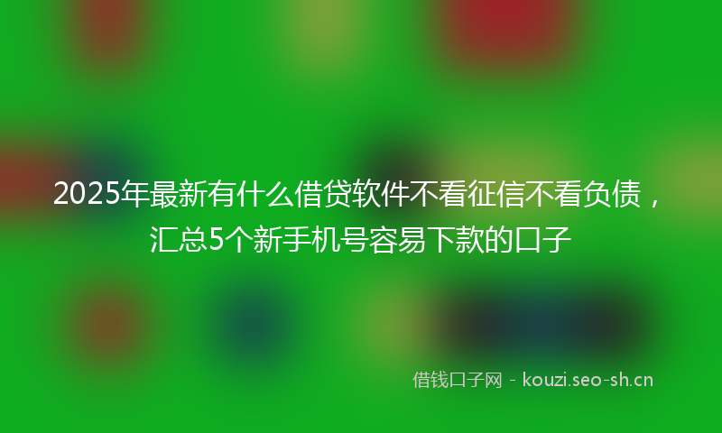 2025年最新有什么借贷软件不看征信不看负债，汇总5个新手机号容易下款的口子