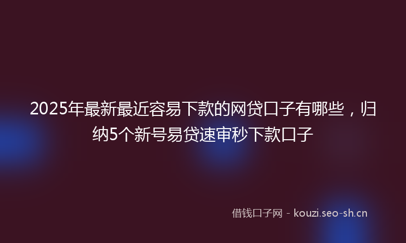2025年最新最近容易下款的网贷口子有哪些，归纳5个新号易贷速审秒下款口子