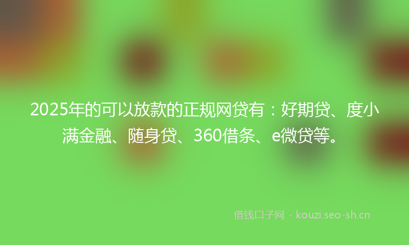 2025年的可以放款的正规网贷有：好期贷、度小满金融、随身贷、360借条、e微贷等。