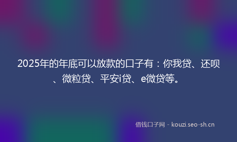 2025年的年底可以放款的口子有：你我贷、还呗、微粒贷、平安i贷、e微贷等。