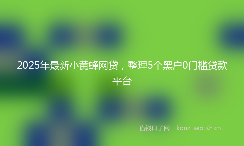 2025年最新小黄蜂网贷，整理5个黑户0门槛贷款平台